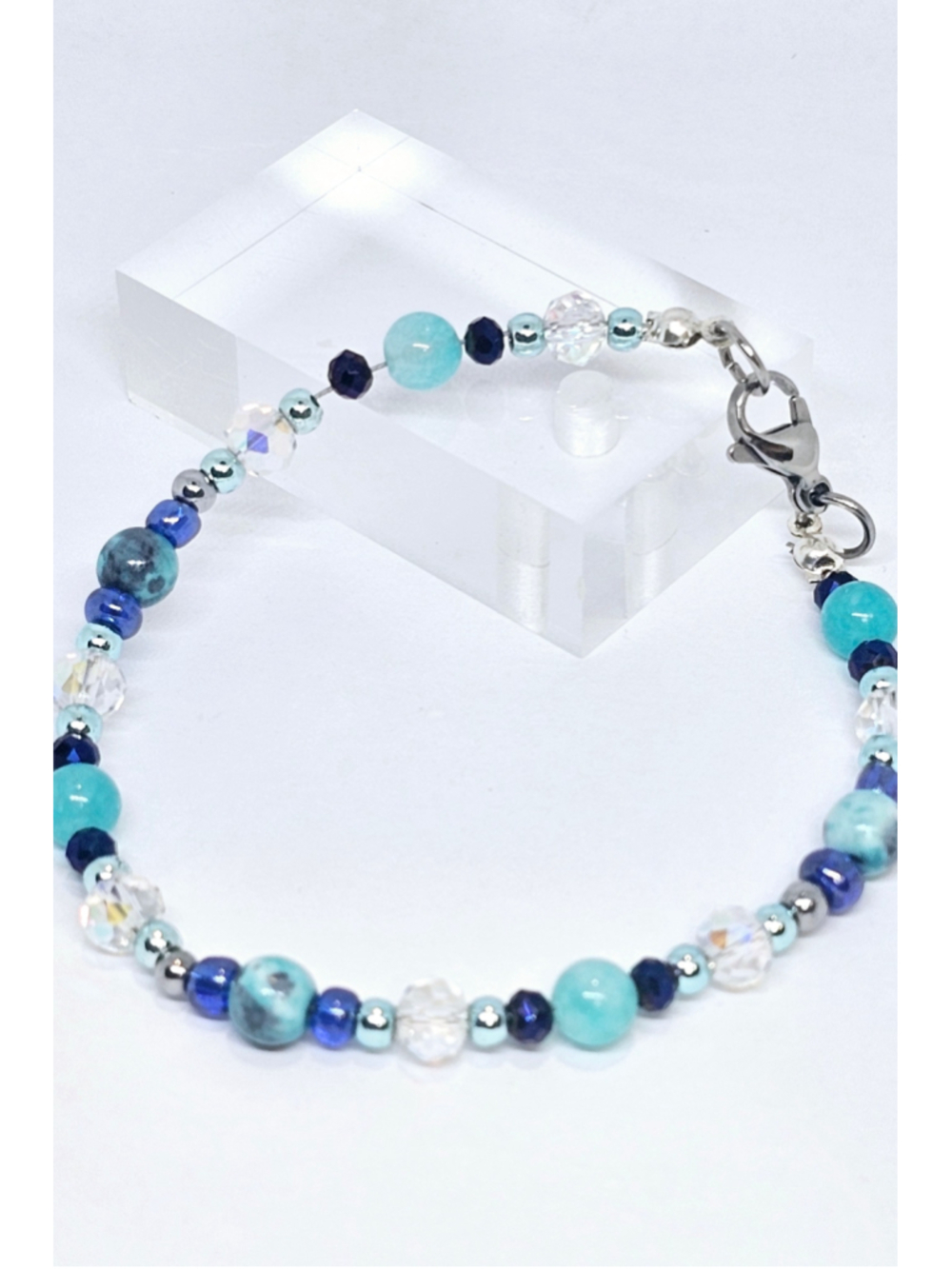 Mulan Rain Stone Amazonite Hematite Austrian Glass Bracelet